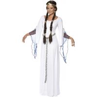 Smiffys Carnaval verkleed jurk - wit - lang - middeleeuwen - thema verkleedkleding