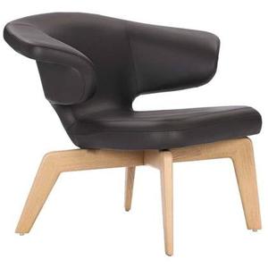 ClassiCon Munich fauteuil naturel onderstel, zwart leer