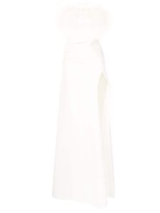 Rachel Gilbert robe longue Linc bordée de plumes - Blanc