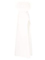 Rachel Gilbert robe longue Linc bordée de plumes - Blanc