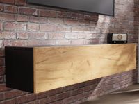 Tv-meubel KINGSTON 1 klapdeur 160 cm zwart eik/gouden eik - thumbnail