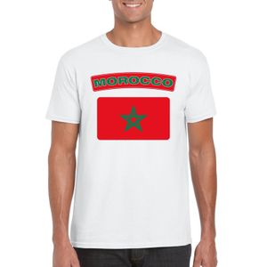 T-shirt met Marokkaanse vlag wit heren