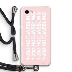 Hotline bling pink: Pixel 3 XL Transparant Hoesje met koord