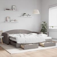 Slaapbank met onderschuifbed en lades 100x200 cm stof taupe