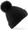 Beechfield CB413 Verbier Faux Fur Pop Pom Chunky Beanie - Black - One Size