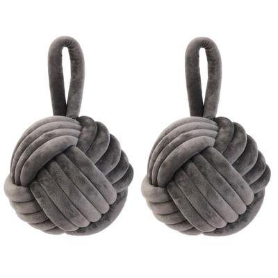 Home deco factory deurstop knoop - 2x - grijs - 1,15 kg - deurstopper