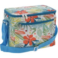 Kleine koeltas voor lunch Tropical Flowers blauw/creme 30 x 20 x 25 cm 12 liter