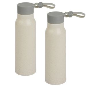 4x Stuks glazen waterfles/drinkfles beige coating met kunststof schroefdop 300 ml