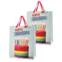 Verjaardag giftbags/cadeau tasje - 4x - verjaardagstaart - 25 x 32 x 12 cm