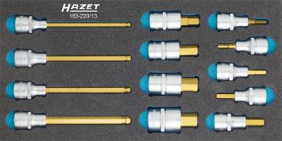 HAZET Dopsleutelbitset 163-220/13 · 1/2 inch (12,5 mm) vierkant hol · Binnen-zeskant-profiel · 13-delig · 5 - 10