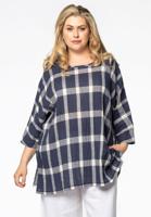Yoek Blouse short CHECK | Blauw | Maat 58/60 Yoek Blouse short CHECK | Blauw | Maat 58/60