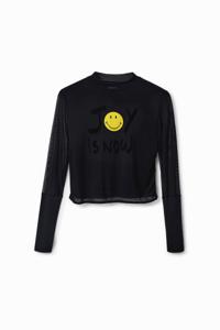 T-shirt met tule en Smiley - BLACK - XL