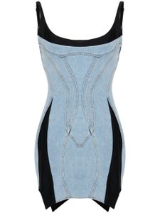 Mugler robe-bustier à design à empiècements - Bleu