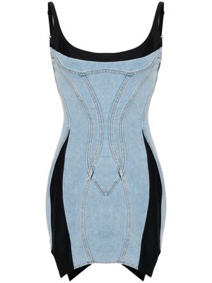 Mugler robe-bustier à design à empiècements - Bleu