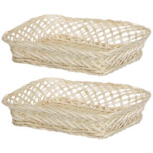 Broodmand rechthoekig - 2x - 22 x 30 x 6 cm - mandje rotan/riet