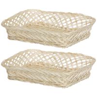 Broodmand rechthoekig - 2x - 22 x 30 x 6 cm - mandje rotan/riet