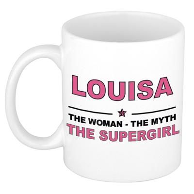 Louisa cadeau mok - Woman Myth Supergirl - naam koffiemok - 300 ml - collega - moederdag