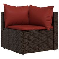 vidaXL Tuinhoekbank met kussens poly rattan bruin