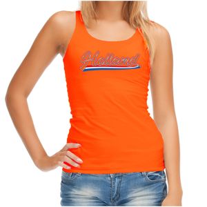 Tanktop Holland met Nederlandse wimpel Holland / Nederland supporter EK/ WK oranje voor dames M  -