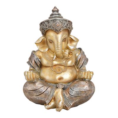 Ganesha van poly champagnekleurig (B/H/D) 16x21x16cm