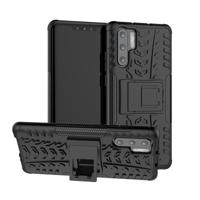 Moe van textuur TPU + PC schokbestendige behuizing voor Huawei P30 Pro met houder (zwart)