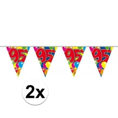 2x Leeftijd versiering vlaggenlijnen 95 jaar 10 meter