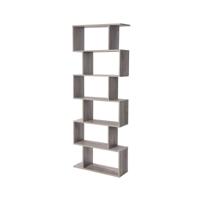 Vrijstaande boekenkast met meerdere niveaus en open opbergruimte, Grijs / 6 niveaus (70B cm)