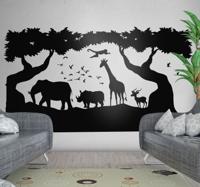 Muursticker wilde dieren savannelandschap design