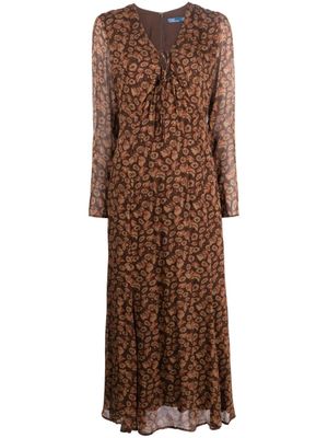 Polo Ralph Lauren robe évasée à fleurs - Marron