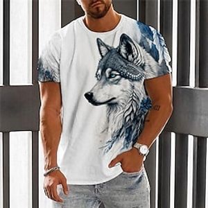 Voor heren T-shirt Grafisch dier Wolf Strakke ronde hals Kleding 3D-afdrukken Buiten Dagelijks Korte mouw Afdrukken Vintage Modieus Ontwerper Lightinthebox