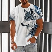 Voor heren T-shirt Grafisch dier Wolf Strakke ronde hals Kleding 3D-afdrukken Buiten Dagelijks Korte mouw Afdrukken Vintage Modieus Ontwerper Lightinthebox - thumbnail