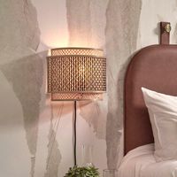GOOD&MOJO Wandlamp 'Bhutan' Bamboe, 27 x 32cm, kleur Naturel/Zwart