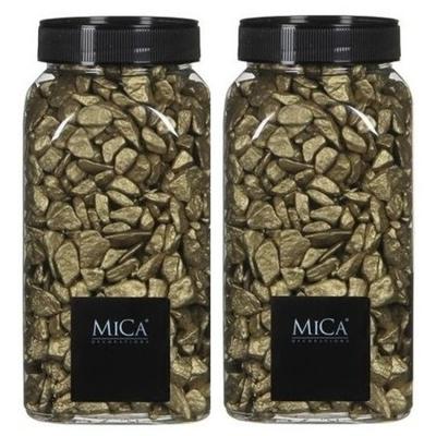 Mica Decorations decoratie steentjes - 2x - goud - 1 kilo - 650ml - hobby steentjes