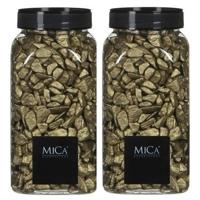 Mica Decorations decoratie steentjes - 2x - goud - 1 kilo - 650ml - hobby steentjes
