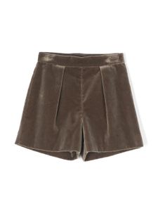 Bonpoint short en velours à détails plissés - Marron