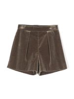 Bonpoint short en velours à détails plissés - Marron