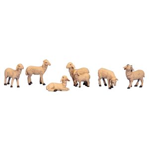 Schapen kerststal beeldjes - 6x st- wit - 4-7 cm -kunststof - dierenbeeldjes