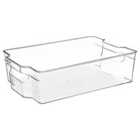 Koelkast/keuken organizer bak - transparant - kunststof - L31 x B21 x H9 cm - groente lade