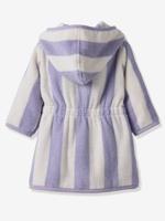 Badjas voor baby's met strepen TRANSAT capsule familie, te personaliseren, met gerecycled katoen paars, gestreept