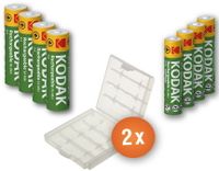 Kodak Combi Pack - 4 x AA en 4 x AAA oplaadbare batterijen + 2 beschermdoosjes