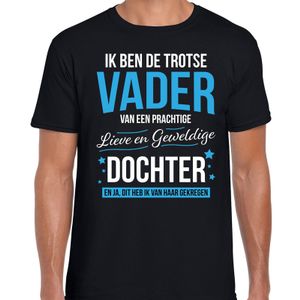 Trotse vader / dochter cadeau t-shirt zwart voor heren