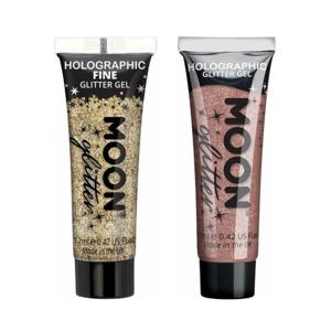 Moon Creations Glittergel fijn set - voor lichaam en gezicht - goud en rose goud