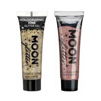 Moon Creations Glittergel fijn set - voor lichaam en gezicht - goud en rose goud - thumbnail