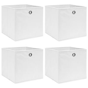 VidaXL Opbergboxen 4 st 32x32x32 cm stof wit