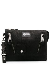 Moschino pochette en cuir à fermeture zippée - Noir