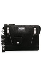 Moschino pochette en cuir à fermeture zippée - Noir - thumbnail