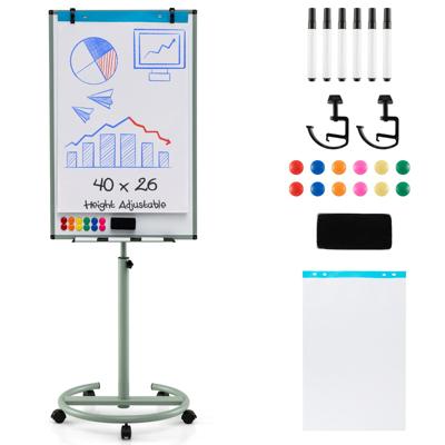 Hangende Kaartenhouder op Wieltjes met Magneten en Markers In Hoogte Verstelbaar Whiteboard