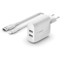 Belkin BOOSTCHARGE 2-poorts USB-A wandlader + Lightning/USB-A kabel oplader - thumbnail