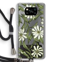 Wit bloemenpatroon: Xiaomi Poco X3 Pro Transparant Hoesje met koord