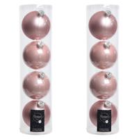 Decoris Kerstballen - 8x stuks - lichtroze - glas - 10 cm